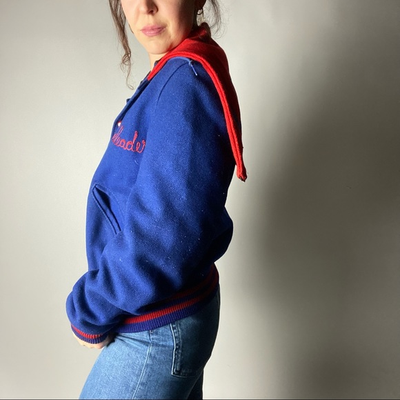 VINTAGE 1960s Lordstown Cheerleader Red Blue Letterman Jacket Delong - Picture 7 of 11